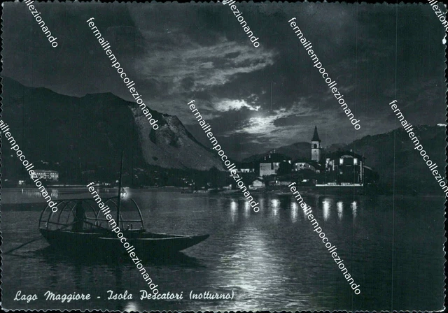 cg125 cartolina  lago maggiore isola pescatori notturno verbania piemonte