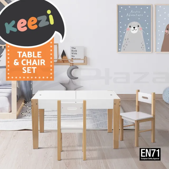 Keezi Kids Table and Chairs Set Activity Chalkboard Toys Storage Desk Drawing