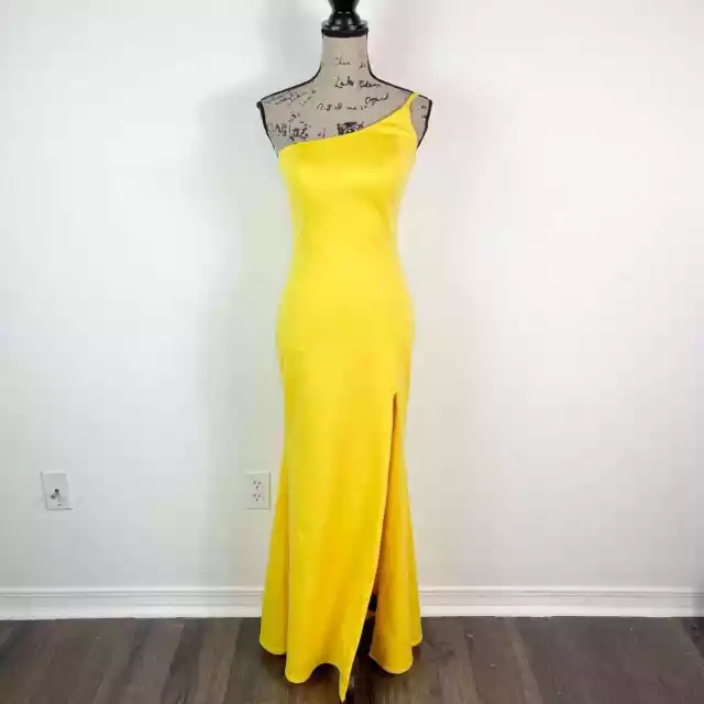 La Femme NWOT 28176 One-Shoulder Jersey Gown Yellow Size 2