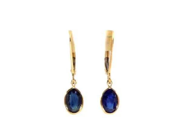 19thC Antique 1½ct Blue Sapphire 14ktGF Dangle Earrings: Ancient Roman Sorcery