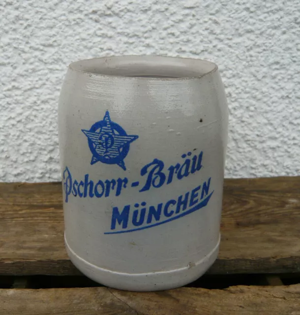 Alter Bierkrug aus Steingut *Pschorr-Bräu MÜNCHEN* ~ 0,5 l