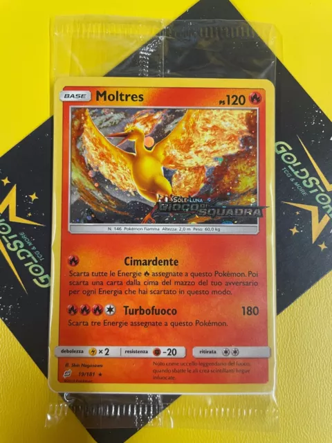 Pokemon - Moltres Team Up Stamped Holo Rare Sun & Moon - SEALED - NM