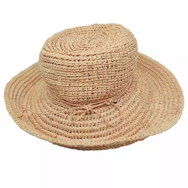 Helen Kaminski Straw Raffia Hat Natural Sun Hat Round Classic Wide Brim Packable