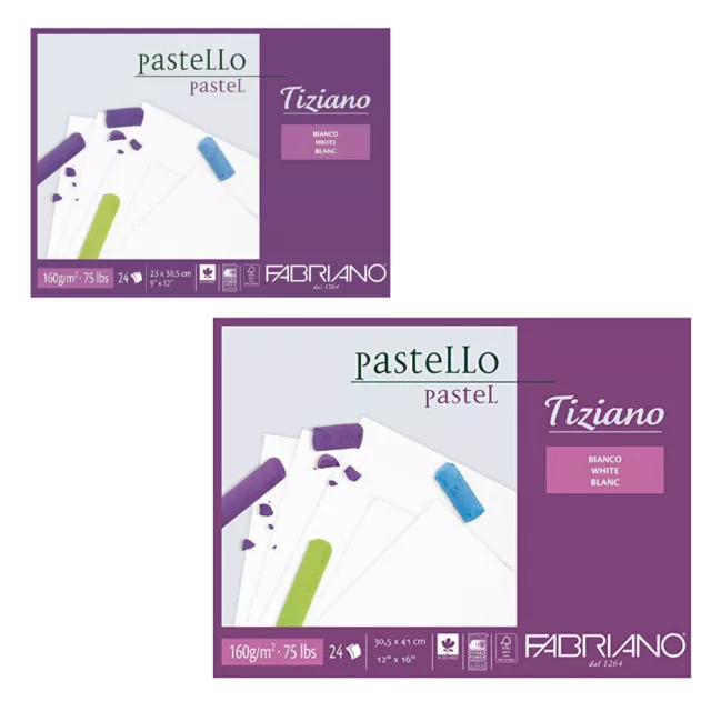 Fabriano Tiziano Pastellpapier weiß 24 Blatt - für Pastellkreide, Ölpastell