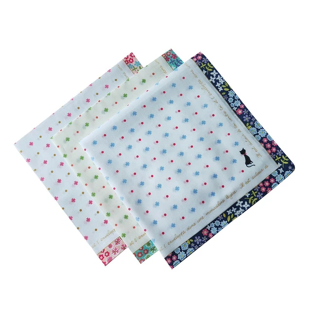 3pcs femmes mouchoirs en coton poche carrée dames mouchoirs table de dîner