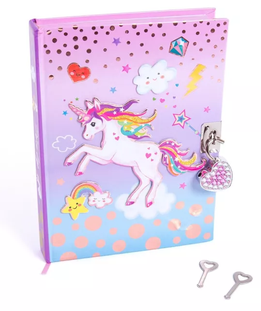 Girls Diary with Lock - 7" Unicorn Kids Secret Diary Journal with Two Keys