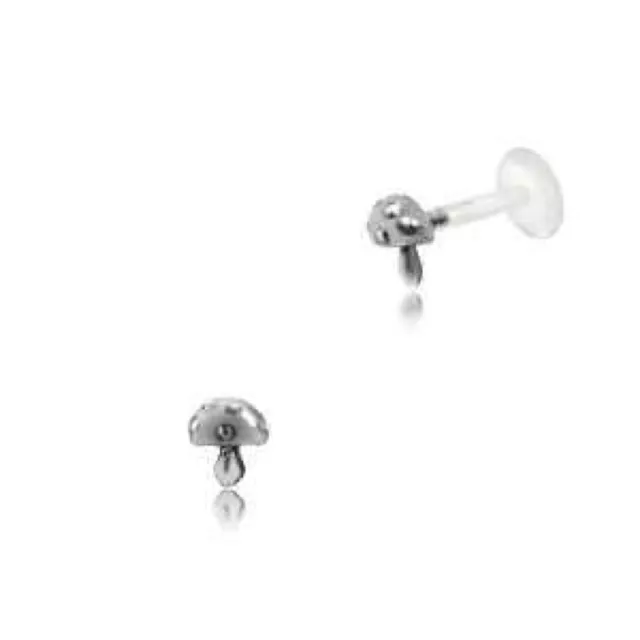 1 Real Silver Mushroom Labret Tragus Ear Ring Lip Nose Ring Earrings Bioplast