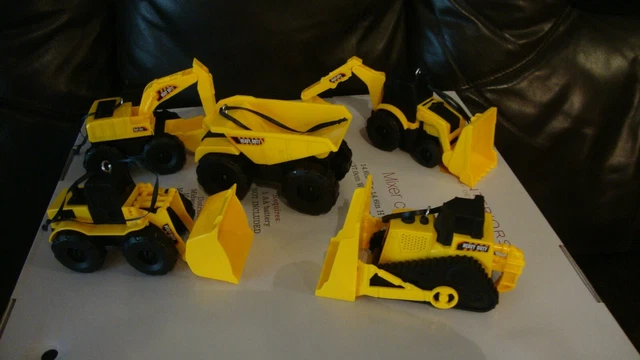 Construction Equipment Large 5 Pc Set Artesian Ornaments Backhoe Dozer Excavator