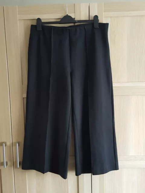 Marks & Spencer Black Wide Leg Crop Trousers Size 16