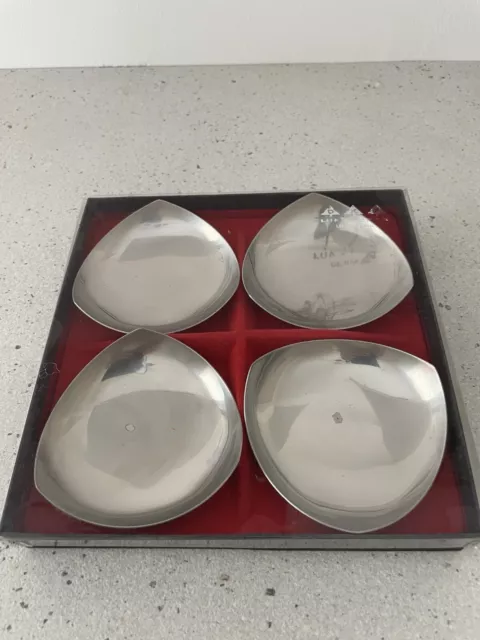 4 X Vintage Mid Century Danish Lundtofte Dishes Stainless Steel. Tea light /Salt