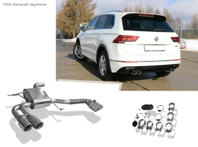 Acciaio Inox Duplex Sportivo VW Tiguan 2 AD1 Diesel 4Motion Ogni 2x80mm Rotondo