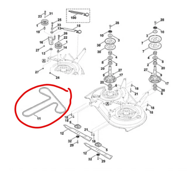 STIHL MOWER DECK BLADE DRIVE BELT RT4097 RT 4097 .0 .1 S SX RT4097.0 61657042100 £24.99