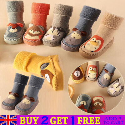 Kids Baby Boys Toddler Anti-slip Slippers Socks Girls Cotton Boot  Home Shoes uk