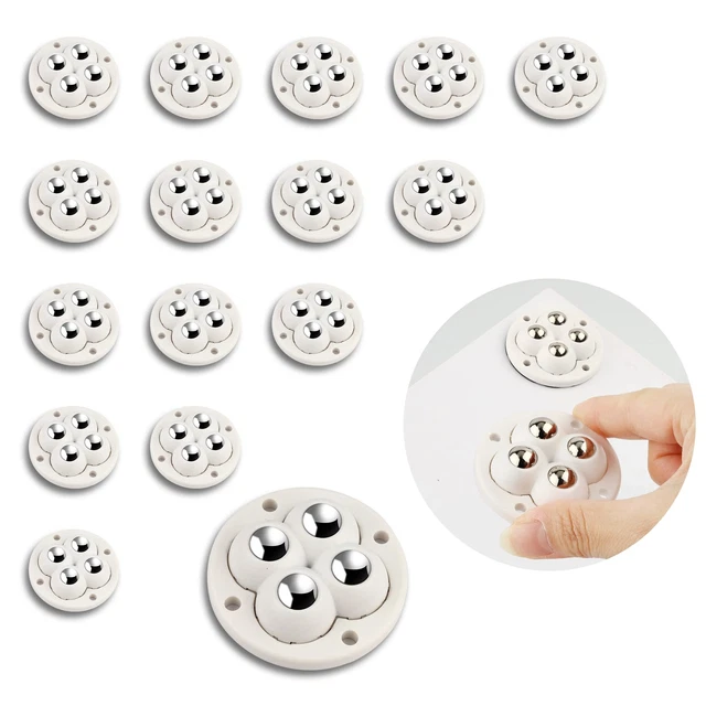 16pcs Self Adhesive Caster Wheels, Mini Swivel Wheels with Stainless