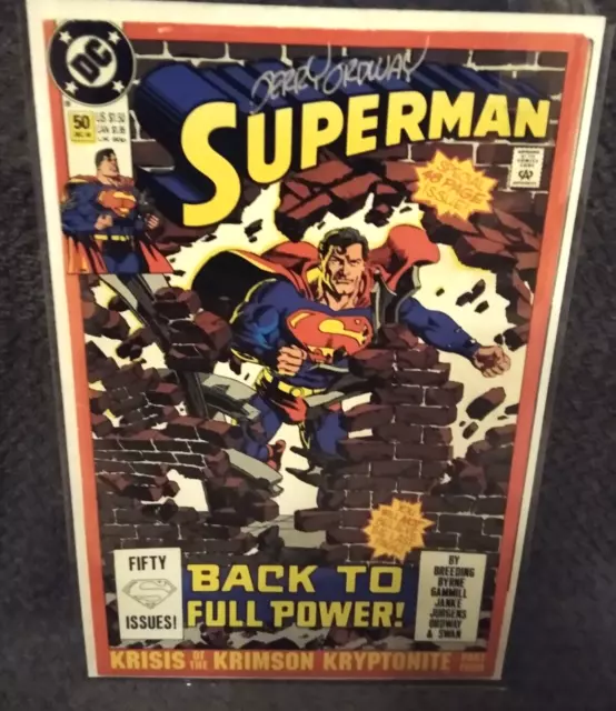 SUPERMAN #50 FN SIGNED by Jerry Ordway -  DC Comics 1990 - Byrne/Swan/Jurgens