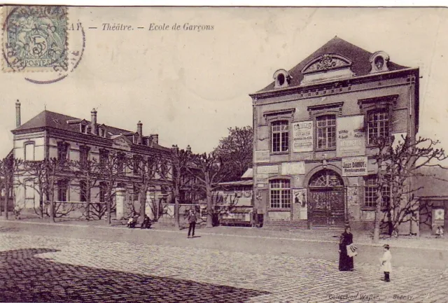 CPA 27 Normandie EURE Env. Evreux BERNAY Ecole des Garçons - Théâtre 1907 animée