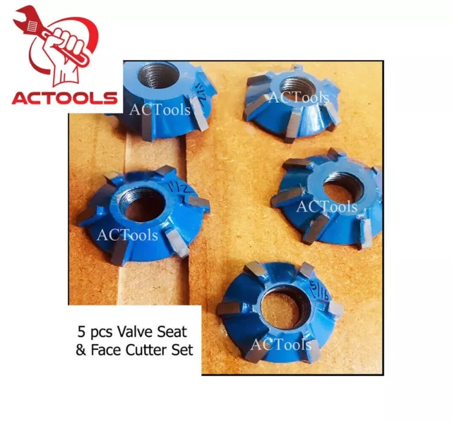 New Carbide Tipped Valve Seat Face Cutter Set Of 5 Pcs Kit Cutters Tip UK 2