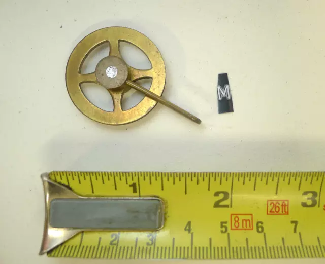 M) Antique/Vintage VIENNA REGULATOR Clock Gut BRASS weight PULLEY spool