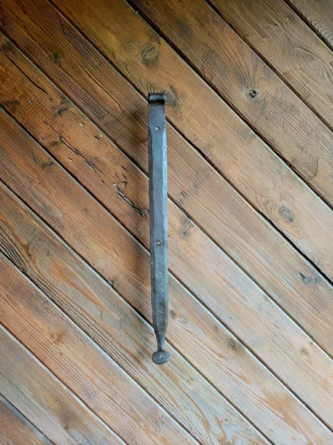 19c Antique Hand Wrought Forged Iron Barn Door Strap Hinges 23 1/4"