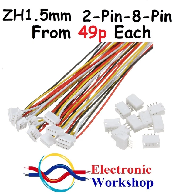 Molex Wire & Cable Connectors 6 Pins 5 Sets Micro JST SH 1.0mm 6-Pin Connectors – Female With Wire & Male Pairs For DIY Electronics Jst Connector Kit