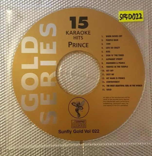 Sunfly Gold Series Vol 22 - Prince [SFGD022] - Karaoke CDG CD CD+G