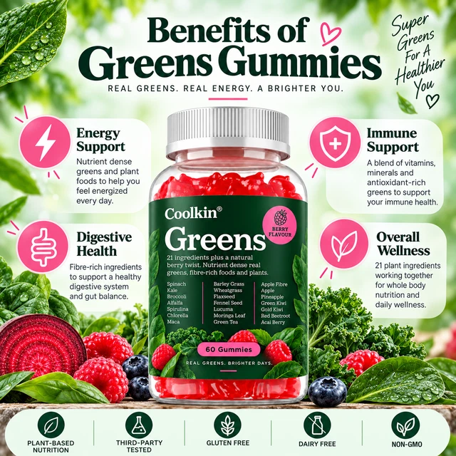 Sapi Ruminisa GREENS GUMMIES - Spirulina Chlorella Moringa Wheatgrass Plant Superfood ...