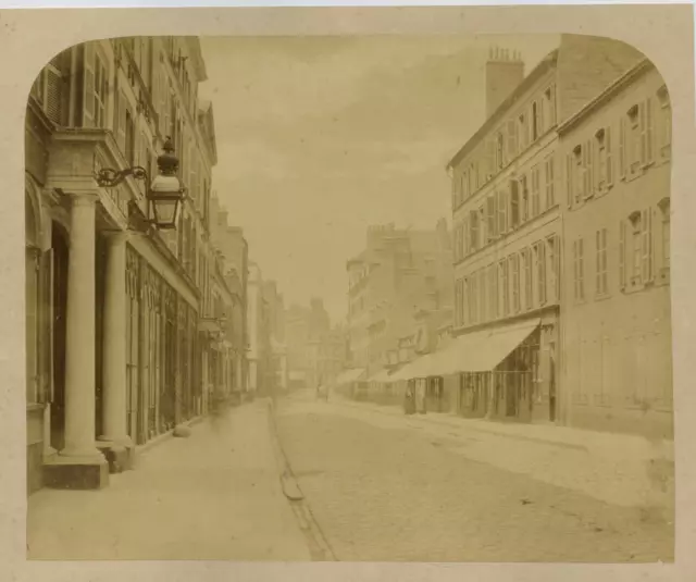 France, Etretat, Une rue Vintage albumen print, France Tirage albuminé  21x2