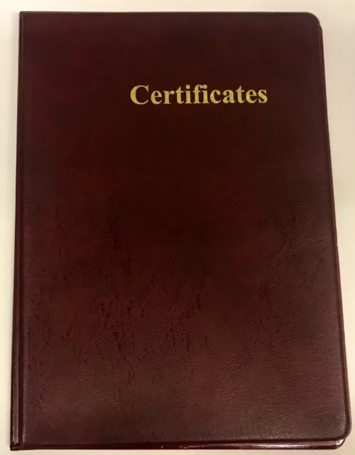 A5 Certificate Pvc Folder In Burgundy Leather Look Pvc With Gold Blocked