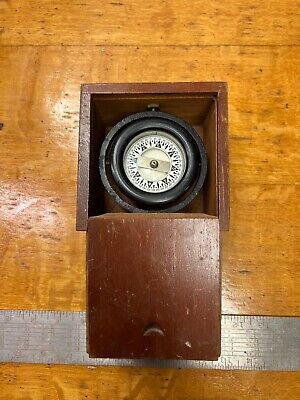 Antique Maritime 1943 Wilcox Crittenden Compass In A Wooden Box.