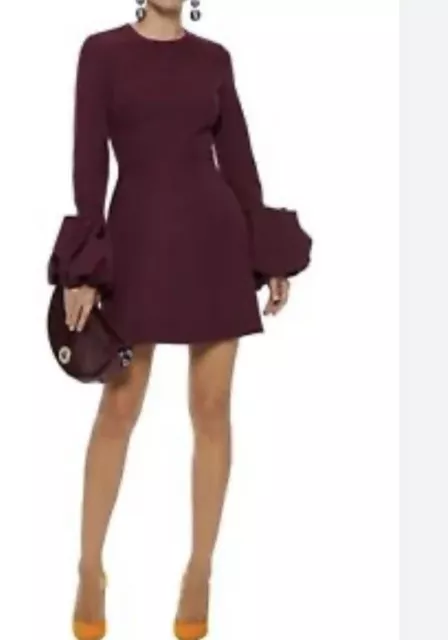 Roksanda Burgundy Long Sleeve Mini Dress Puff Cuff Rrp£895 Size 6 Immaculate