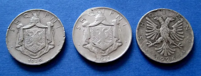 1926, 1930, 1931  Albania  1/2  Lek   Coin  Nickel Zog. I. King Of The Albanian