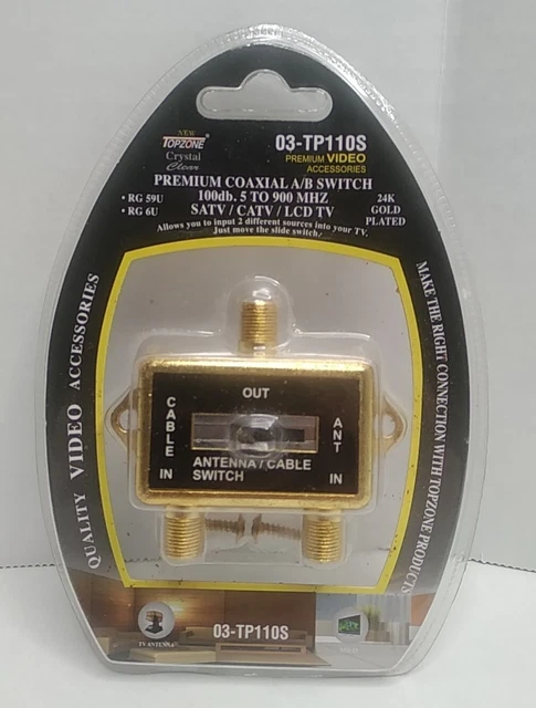Video Coaxial A/B Switch Antenna / Cable / Catv / Lcd Tv Gold Plated