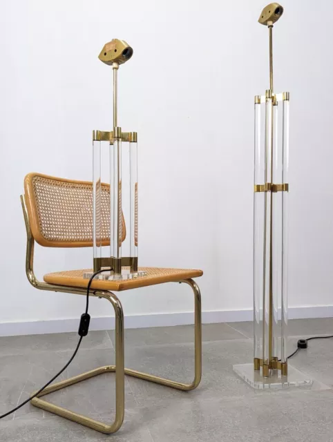 Vintage floor lamp in Lucite and brass, 1970s