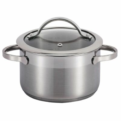 CM3 PENTOLA CASSERUOLA IN ACCIAIO INOX DANIKS CON COPERCHIO IN VETRO 20CM 3.9L INDUZ 
