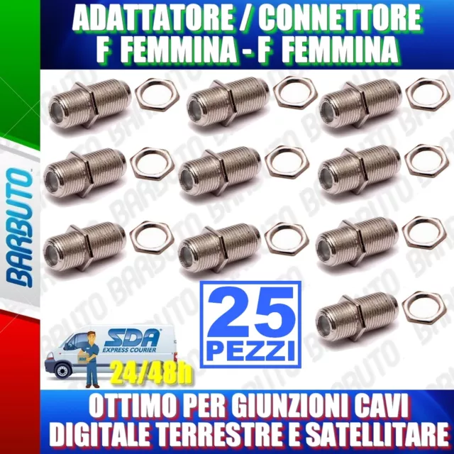 Adattatore F - F Femmina Pannello Terrestre E Satellite Utile Per Giunzioni 25Pz