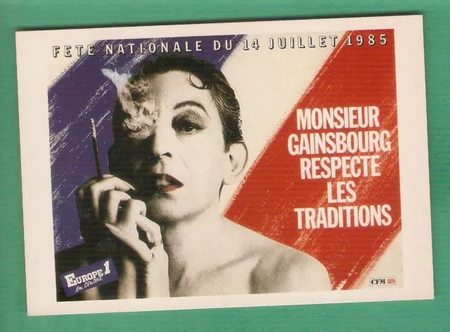 Serge GAINSBOURG   carte postale  CHANSON. ed.Amorimage PU-195 Fête 14Juillet 85