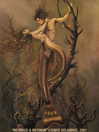 MERMAID & MERMAN Art Print by David Delamare (R18) $20.00