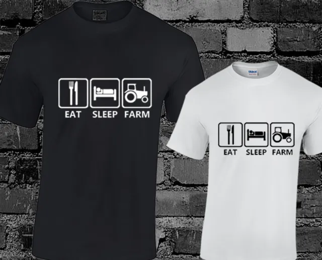 Eat Sleep Farm Mens T Shirt Farmer Tractor Funny Joke Gift Idea Present
