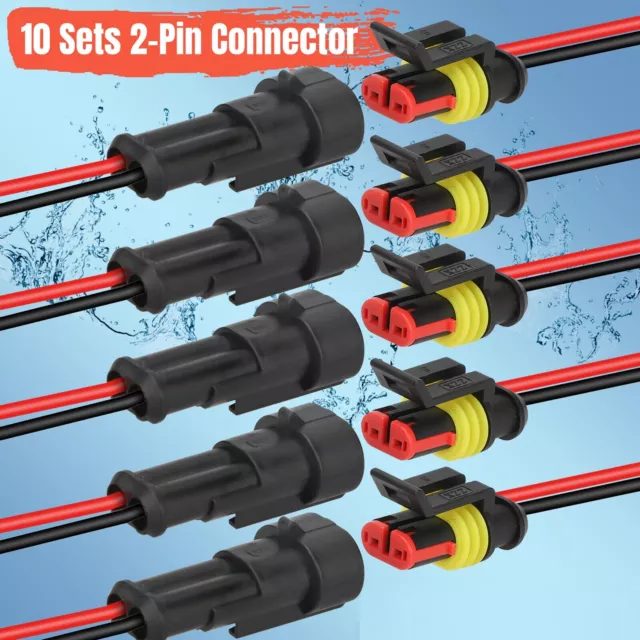 20X Car Waterproof Electrical Wire Cable Connector Male Female 2Pin Way Plug Kit