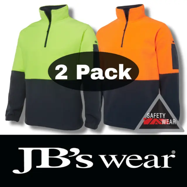 2x JB's Wear Hi Vis 1/2 Zip Polar Fleece 6HVPF