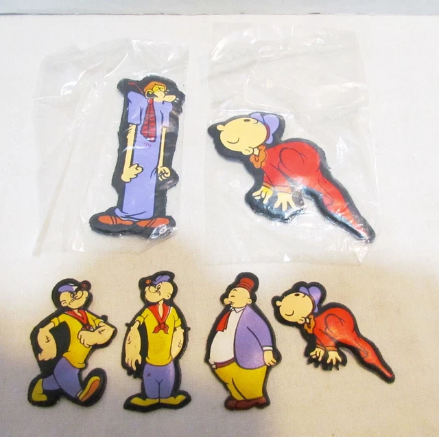 POPEYE 1970's PUFFY FRIDGE MAGNET LOT OF 6 WIMPY SEA HAG SWEET PEA 2 ARE SEALED