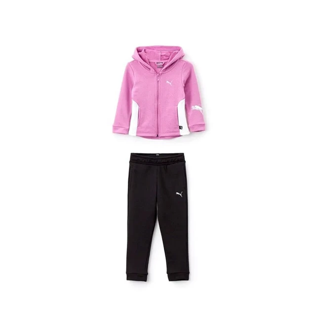Puma Tuta Completa Bimba Bambina Ragazza Felpa Sportiva Ginnastica Cotone Zip In