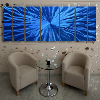 Metal Wall Sculpture Modern Abstract Art Blue Painting Contemporary Home Decor L