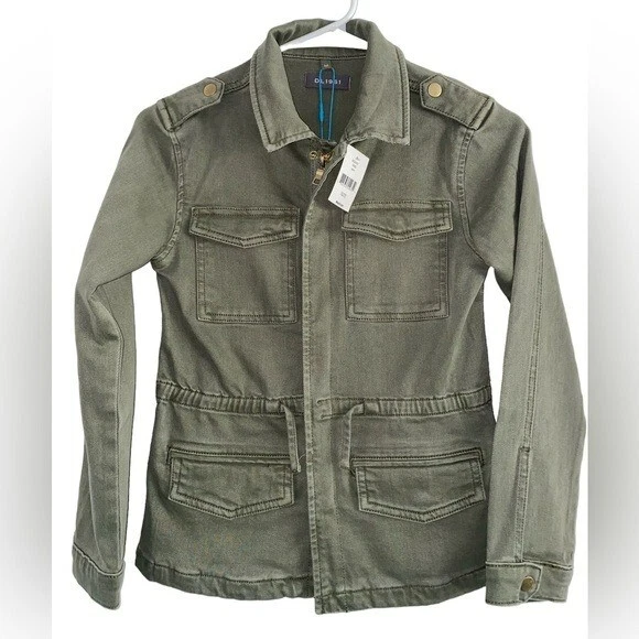 DL1961 Kids Rocco Denim Cotton Tencel Parka Military Jacket - M(10-12)