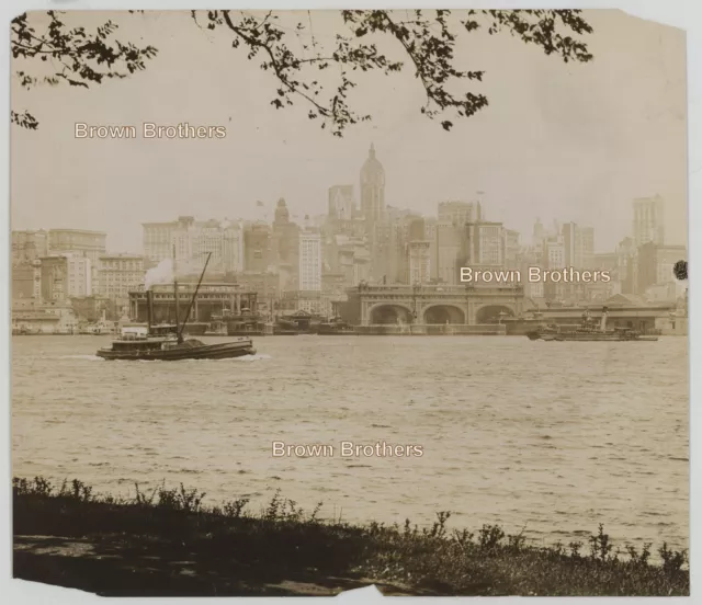 Vintage 1900s NYC Views From Governor's Island Ferry Barges River Photos (2p)