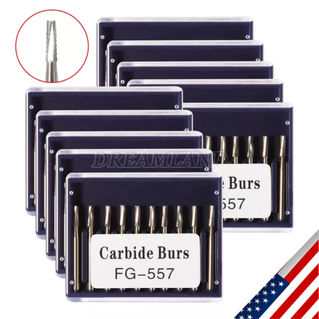 10-100 PCS FG 557 Carbide Burs Friction Grip Midwest Type Dental 3