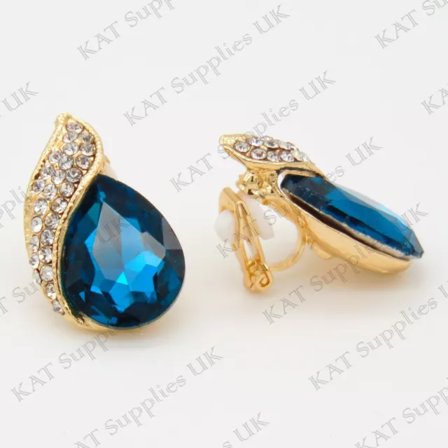 Fake Clip On Earrings Ear Crystal Gold Non-piercing Zircon Unisex Clip-on Gift