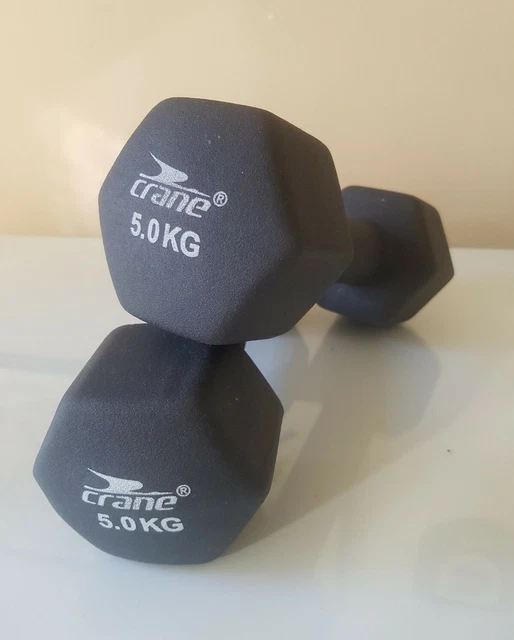 2 X 5KG Dumbbells Weights Pair 10kg Total Brand New Crane