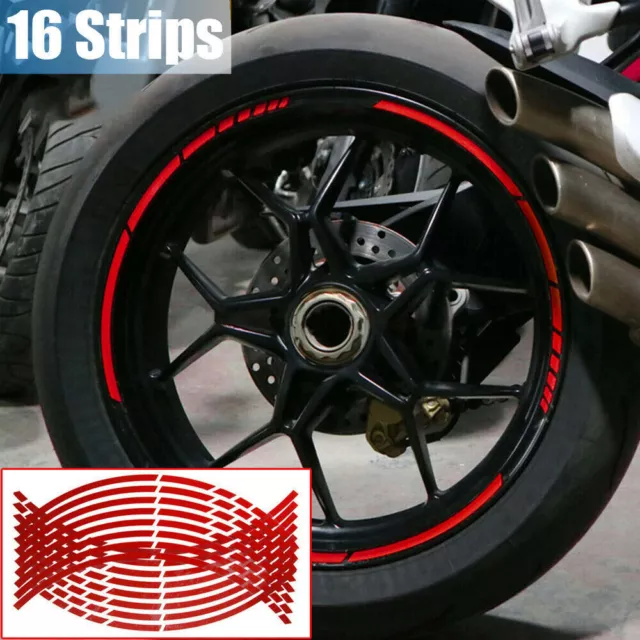 16X Car Motorcycle Wheel Tire Sticker Reflective Rim Strips Tape Decal 17"/18"