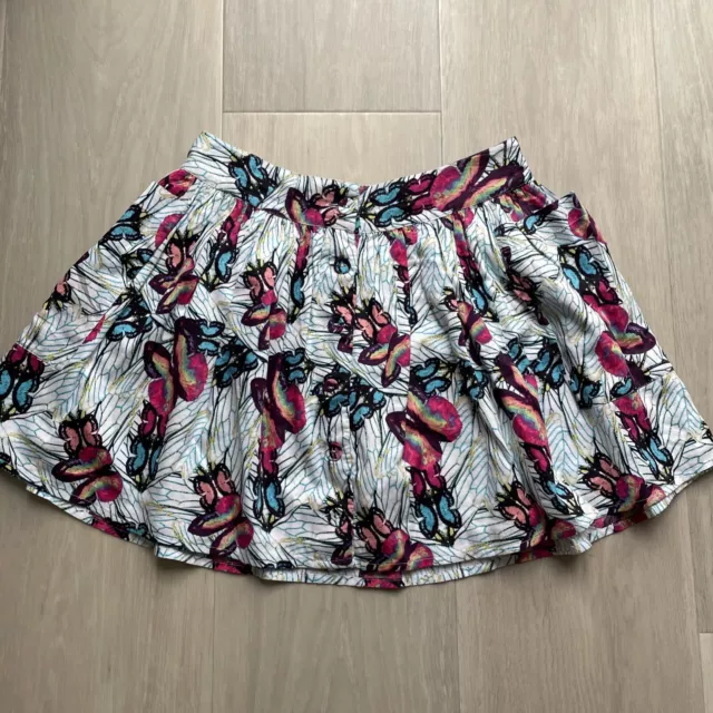Girls M&S Autograph Butterfly Skater Skirt, White and Multi Colour, 12-13 Years